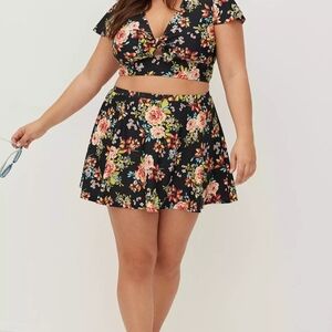 Torrid Floral Bikini Set - Black and Pink